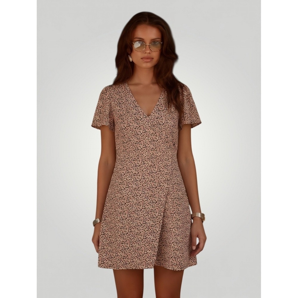 J.Crew Mercantile Floral Faux Wrap Mini Dress 14 Cream Pink Navy Pippa Middleton